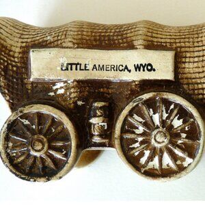 Vintage covered wagon salt pepper shakers Little America WY souvenir home decor